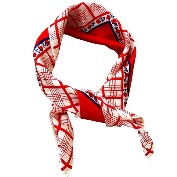 VINTAGE RED WHITE & BLUE SCARF/WRAP - Picture 4 of 5